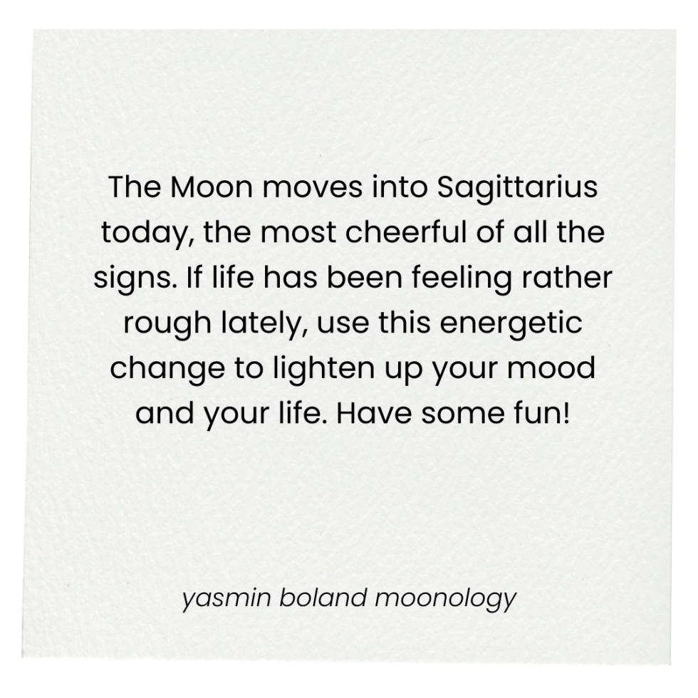 The Moon moves into Sagittarius